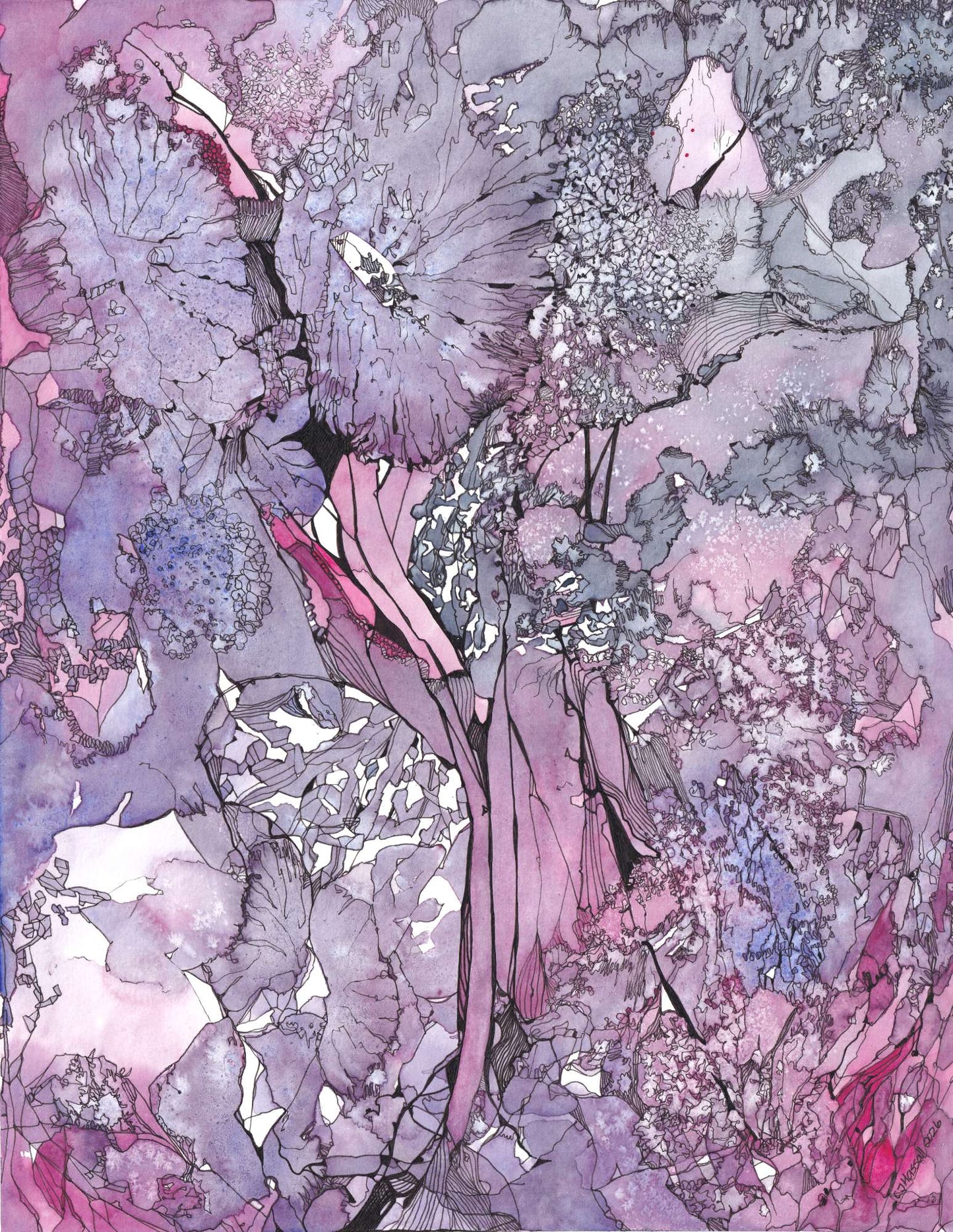 Amethyst Grove — topographical watercolor and archival ink painting by CJ Hassall