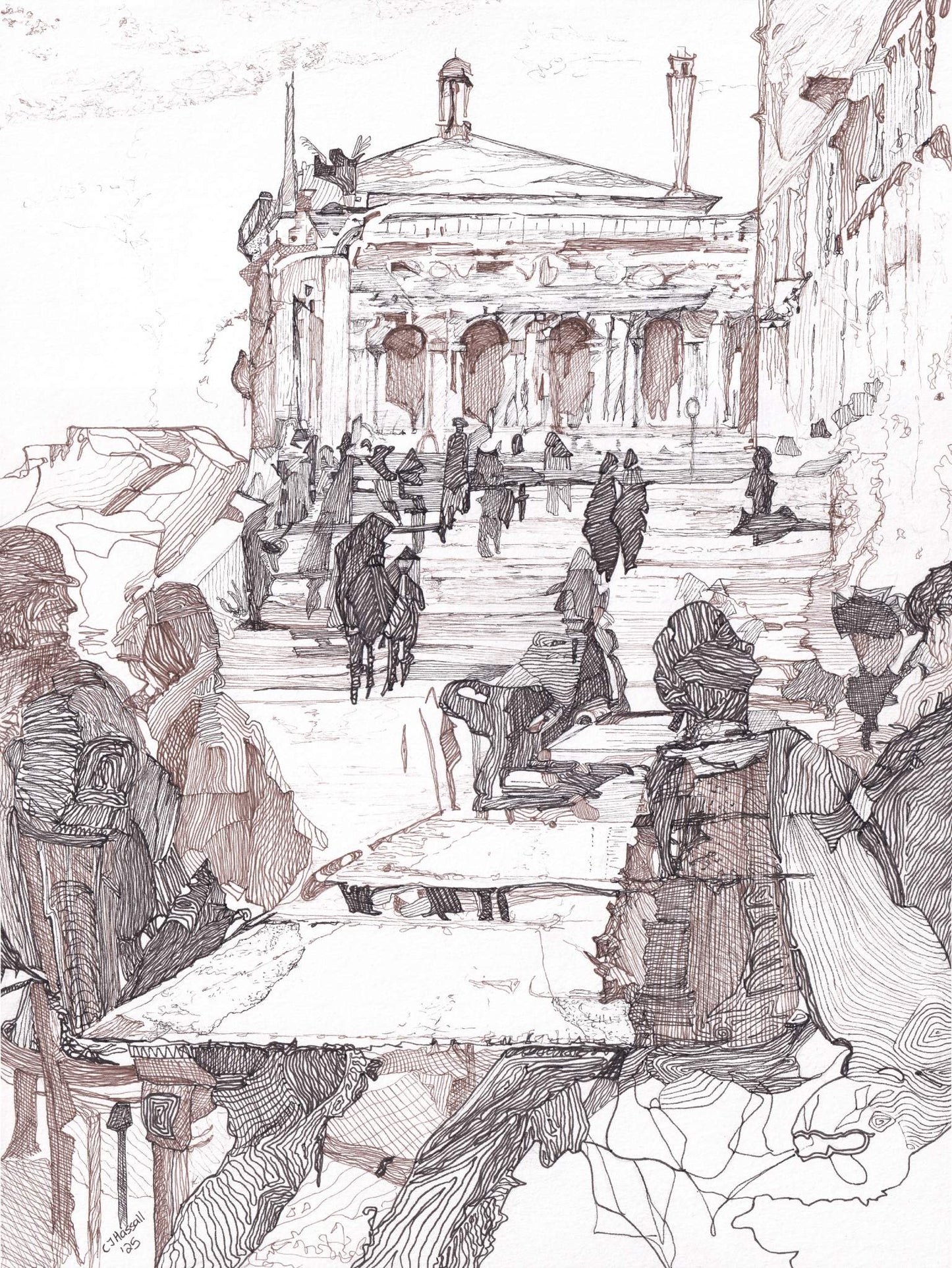 Venice Cafe After Sargent - Framed
