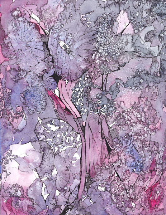 Amethyst Grove — topographical watercolor and archival ink painting by CJ Hassall